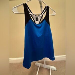 Blue and Black Women's Tank Top